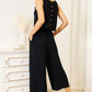 Buttoned Round Neck Tank and Wide Leg Pants Set