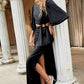 Cutout Split Puff Sleeve Maxi Dress