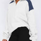 Contrast Quarter Zip Long Sleeve Sweatshirt