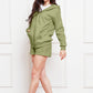 Zip Up Drawstring Hoodie and Shorts Set