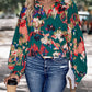 Perfee Printed Johnny Collar Long Sleeve Blouse