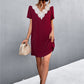 Spliced Lace Contrast Short Sleeve Dress