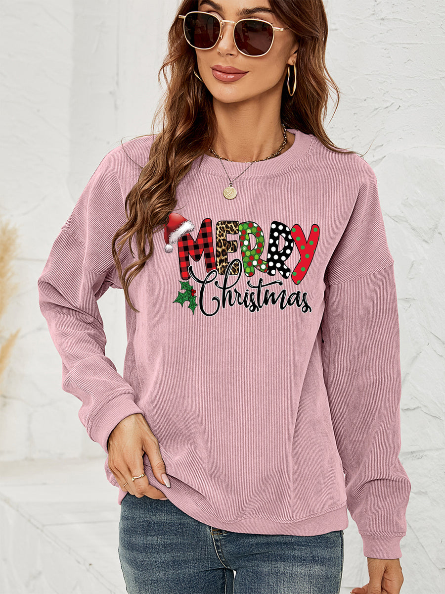 MERRY CHRISTMAS Graphic Sweatshirt Dusty Pink