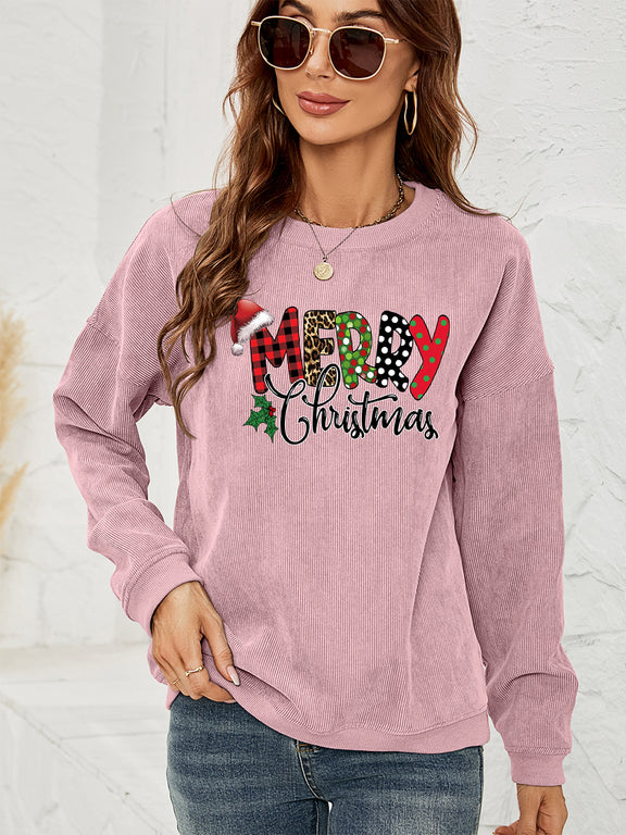 MERRY CHRISTMAS Graphic Sweatshirt Dusty Pink