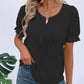 Ruffled Notched Short Sleeve T-Shirt