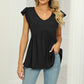 V-Neck Flutter Sleeve Babydoll Blouse