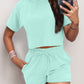 Full Size Round Neck Short Sleeve Top and Shorts Set