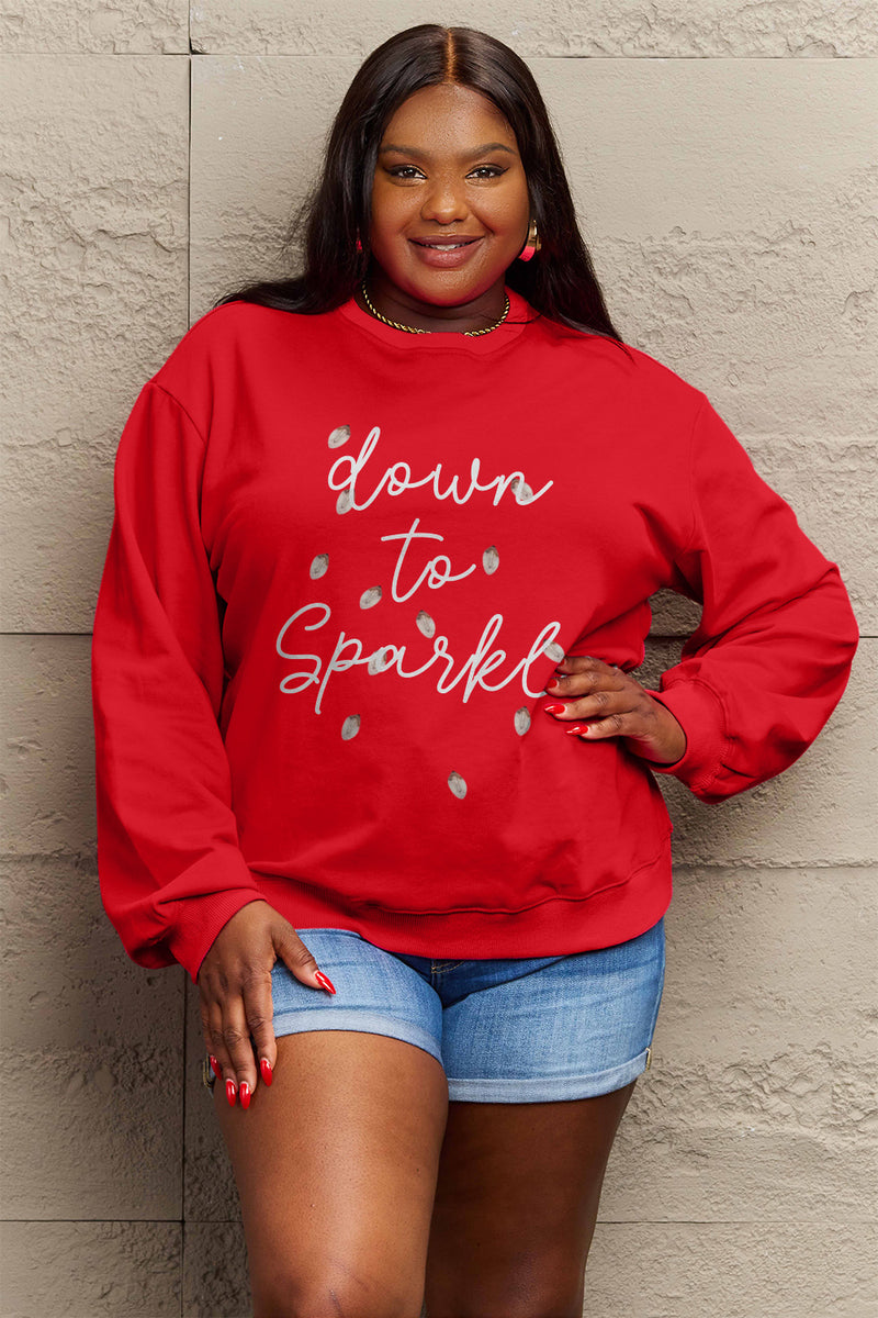 Simply Love Full Size Letter Graphic Long Sleeve Sweatshirt Burgundy