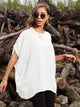 Perfee Round Neck Short Sleeve T-Shirt White One Size