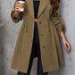 Honey Plus Size Lapel Collar Drawstring Roll-Tab Sleeve Trench Coat