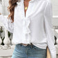 Devine Lace Detail Ruffled Round Neck Long Sleeve Shirt