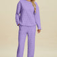 Double Take Full Size Texture Round Neck Long Sleeve Top and Pants Set