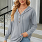 Drawstring Half Button Long Sleeve Hoodie