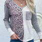 Color Block V-Neck Ribbed Top with Pocket