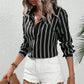 Striped Collared Neck Long Sleeve Shirt