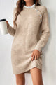 Ribbed Hem Raglan Sleeve Sweater Dress Tan