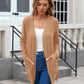 Ribbed Button Down V-Neck Long Sleeve Cardigan