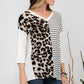 Celeste Full Size Front Leopard and Striped Print V-Neck T-Shirt