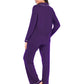 Collared Neck Long Sleeve Loungewear Set with Pockets