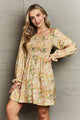 Floral Smocked Square Neck Dress Floral