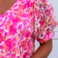 Applique V-Neck Short Sleeve Blouse