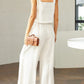 Square Neck Top and Wide Leg Pants Set