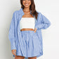 Striped Dropped Shoulder Shirt and Shorts Set