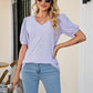 Eyelet Puff Sleeve V-Neck Top