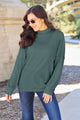 Basic Bae Full Size Ribbed Exposed Seam Mock Neck Knit Top Turquoise