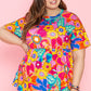 Plus Size Printed Round Neck Short Sleeve Top