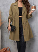 Honey Plus Size Lapel Collar Drawstring Roll-Tab Sleeve Trench Coat Mocha