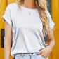 Boat Neck Short Sleeve Blouse