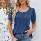 Ruched Scoop Neck Short Sleeve Blouse