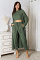 Tank, Pants, and Cardigan Set with Pockets Army Green