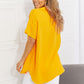 Zenana Full Size Summer Breeze Gauze Short Sleeve Shirt in Mustard