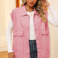 Pocketed Button Up Sleeveless Denim Jacket