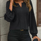 Notched Flounce Sleeve Blouse