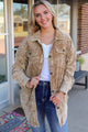 Washed Button Down Dropped Shoulder Jacket Camel
