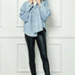 Veveret Button Up Dropped Shoulder Denim Top