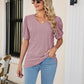 Eyelet Puff Sleeve V-Neck Top