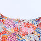 Floral Short Flounce Sleeve Blouse