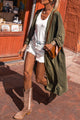Round Neck Long Sleeve Cardigan Army Green