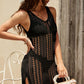 Openwork Slit V-Neck Sleeveless Cover Up