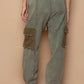 POL Distressed Cargo Denim Jogger with Crochet Pockets