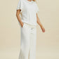 Double Take Full Size Pearl Detail Round Neck Top and Pants Set