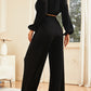 Round Neck Balloon Sleeves Top and Pants Set