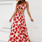 Floral Tie Shoulder Top and Tiered Maxi Skirt Set