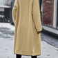 Full Size Contrast Trim Long Sleeve Coat with Pockets