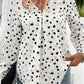 Printed V-Neck Long Sleeve Blouse