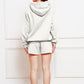 Drop Shoulder Long Sleeve Hoodie and Shorts Set